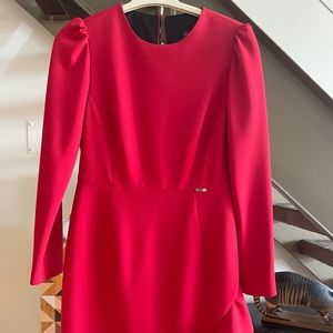 Exquisite red dress - long sleeve with ruffle bottom